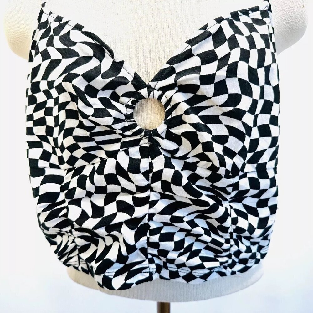 NWT SO GOODS FOR LIFE Juniors Sleeveless Straps Pullover V-Neck Checkers Top XL - Picture 2 of 10